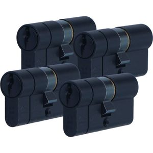 Iseo set veiligheidscilinders F6 30/30 SKG3, dubbele profielcilinders, zwart (set van 4 stuks gelijksluitend)