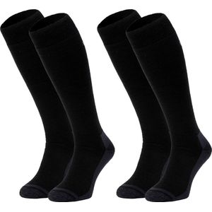 NOMAD® Skisokken Premium Merinowol 2-Pack | Maat 35/38 Zwart | Skiën / Snowboarden / Wandelen | Goede vochtafvoer | Extra versteviging | Ski Sokken Heren / Dames