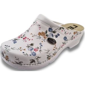DINA CLOGS - Medische Klompen - Bloemetjes - PU Klompen met Kunststof Zool