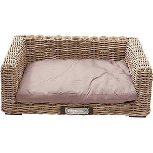Happy-House - Rieten Bank - Naturel - Handgevlochten - Inclusief Kussen