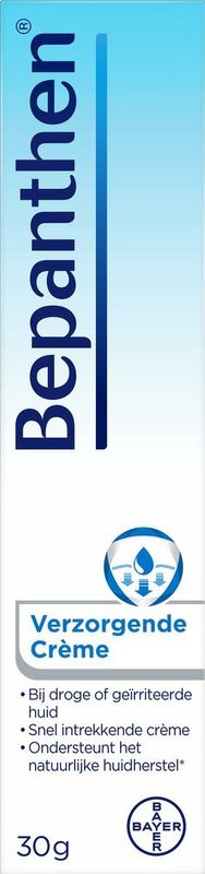 Bepanthen Verzorgende Creme - snel intrekkend, hydraterend - zonder parfum - droge en geirriteerde huid - 30 gram