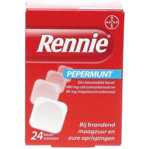 Rennie Pepermunt kauwtabletten bij brandend maagzuur, 24 stuks