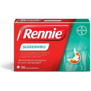 Rennie Suikervrij kauwtabletten bij brandend maagzuur, 36 stuks