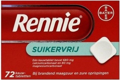 Rennie Suikervrij kauwtabletten bij brandend maagzuur, 72 stuks