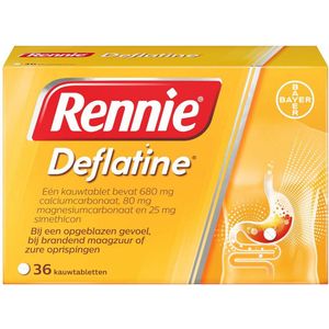 Rennie - Deflatine - Kauwtabletten - 36 Stuks - Verlicht Opgeblazen Gevoel