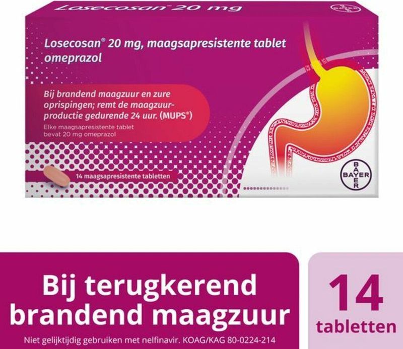 Losecosan - 20 Mg Tabletten - 14 Stuks - Vermindert Maagzuur