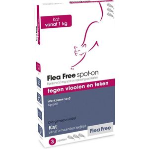 Flea Free Fipralone spot-on kat 1 tot 12 kg - 3 pipet