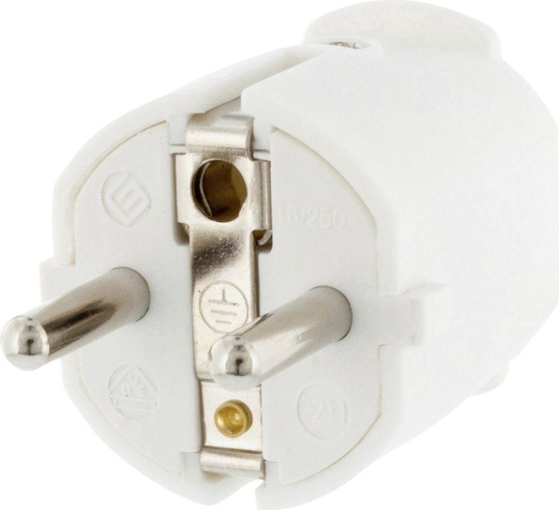 Scanpart losse stekker geaard - Voor snoer - 250 V - Recht - Rubber - Spatwaterdicht - Wit - 10A 16A