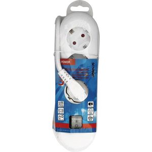 Scanpart - Stekkerdoos - 3-Voudig - Wit - 1,5 Meter - Met Schakelaar