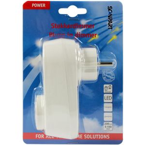 Scanpart stekkerdimmer - Geschikt voor LED lamp 5 tot 150W - Halogeenlamp en Gloeilamp 5 tot 200W - Wit
