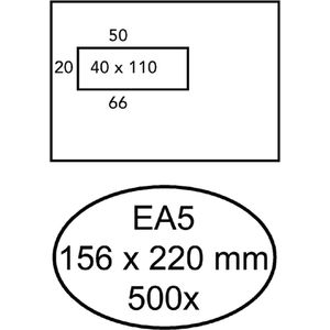 Hermes - Envelop EA5 156x220mm venster 4x11links zelfkl 500st