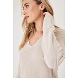 Gebreide Trui - Effen - Knitwear - V-hals - Lange Mouw