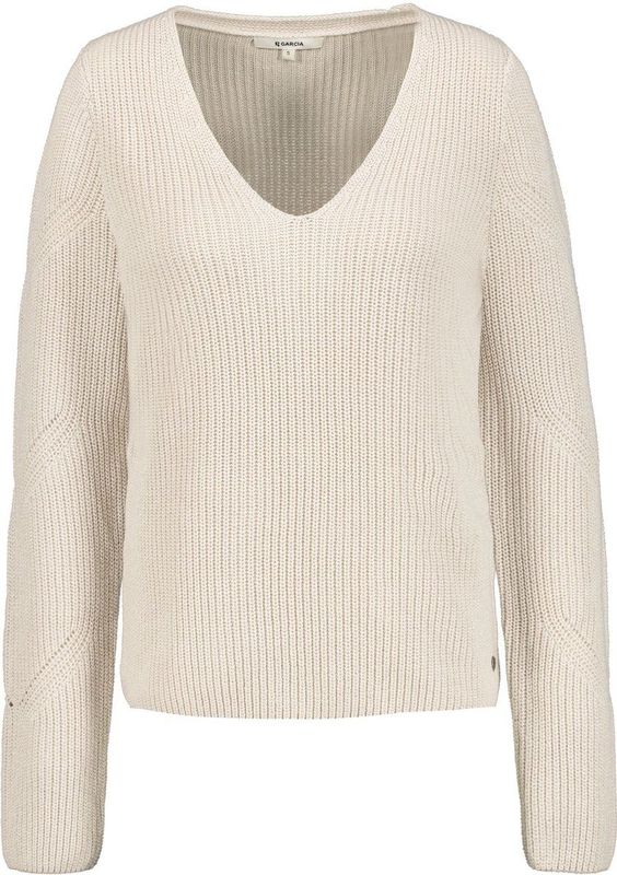 Gebreide Trui - Effen - Knitwear - V-hals - Lange Mouw