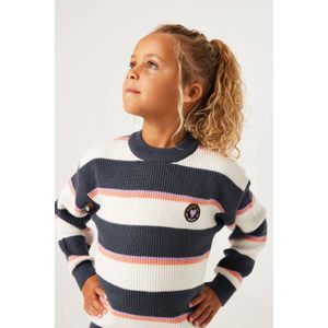 Garcia Gestreepte Sweater Donkerblauw/Wit/Paars/Zalm