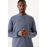 GARCIA - Heren Trui - Blauw - Ingebreid Patroon - Lange Mouwen - Regular Fit