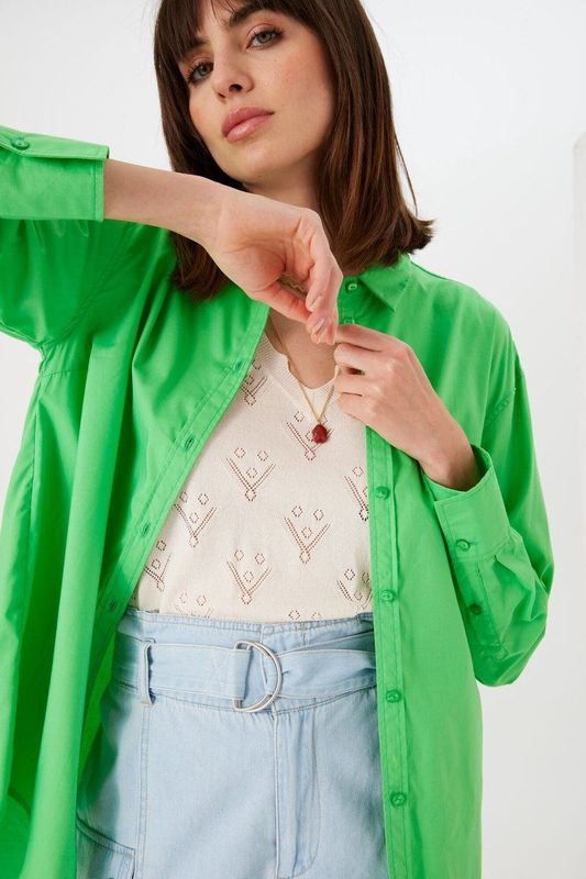 Garcia - Blouse - Lichtblauw - Lyocell-Mix - Lange Mouwen