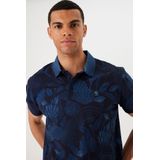 GARCIA Heren All over print Polo Blauw Korte mouw