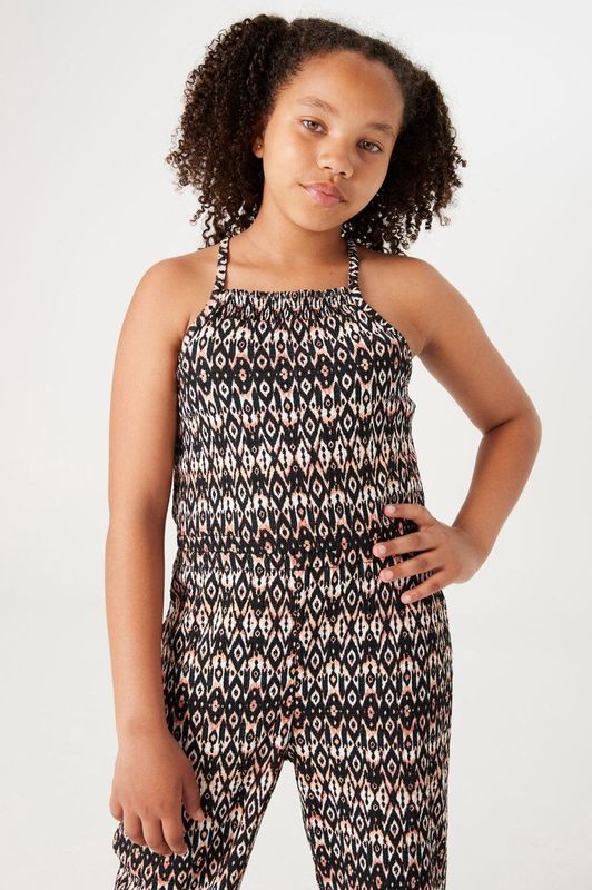 Garcia Jumpsuit van Gerecycled Polyester Zwart/Ecru/Ornaje