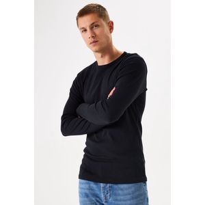 GARCIA - T-shirt - Zwart - Katoen - Longsleeve met Ronde Hals