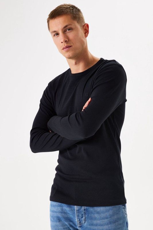GARCIA - T-shirt - Zwart - Katoen - Longsleeve met Ronde Hals