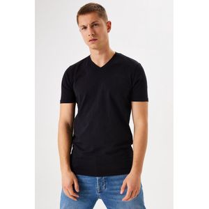 GARCIA - T-shirt - Zwart - Katoen - Korte Mouwen V-hals Slim Fit