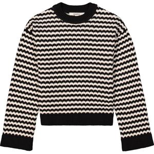 GARCIA - Gebreide Trui - Zwart - 100% Katoen - Streeppatroon