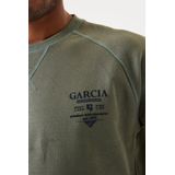 GARCIA Heren Sweater - Groen - Katoen - Lange Mouwen - Regular Fit