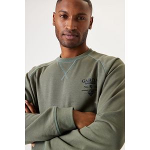 GARCIA Heren Sweater - Groen - Katoen - Lange Mouwen - Regular Fit