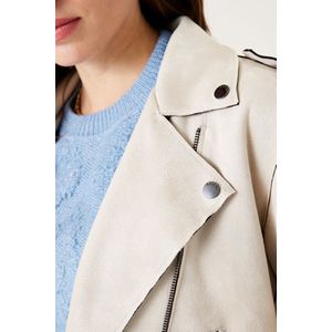 GARCIA - Bikerjack - Wit - Suède - Met Reverskraag