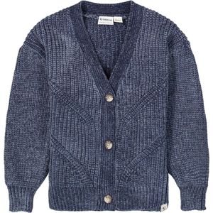 GARCIA - Vest - Blauw - Gebreid - Chenille - Knoopsluiting