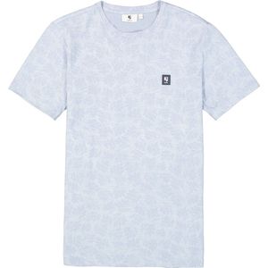 GARCIA T-shirt - Blauw - 100% Katoen - Allover Print met Logobadge