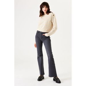 GARCIA - Sweater - Bruin - Katoen - Gestreept met Sierknopen