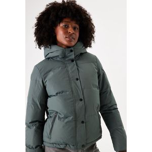 GARCIA Dames Jas - Groen - Cropped Pufferjas - Waterafstotend Materiaal - Regular Fit