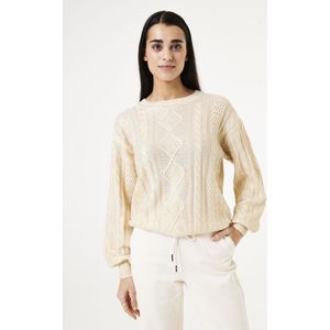 GARCIA - Gebreide Kabeltrui - Bruin - Lange Mouwen - Regular Fit