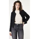 GARCIA - Tussenjack - Zwart - Tweed Jack met Patroon - Lange Mouwen