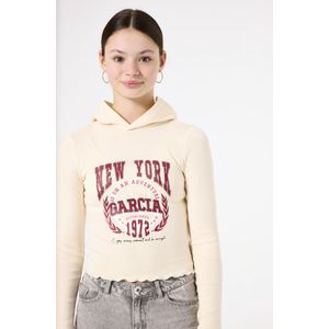 GARCIA - T-shirt - Bruin - Ribstof - Longsleeve met Borstprint