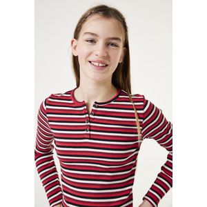 GARCIA - Meisjes T-shirt - Rood - Ribstof - Lange Mouwen - Slim Fit