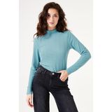 GARCIA - Longsleeve - Blauw - Jaquardgeweven - Opstaande Hals