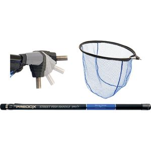 Predox Streetfish Kade Schepnet set - Schepnet- Steel & schepnet - Rubber - 380cm - Telescopisch - Kleur blauw en Zwart - Riem clip - Struinen - Roofvis