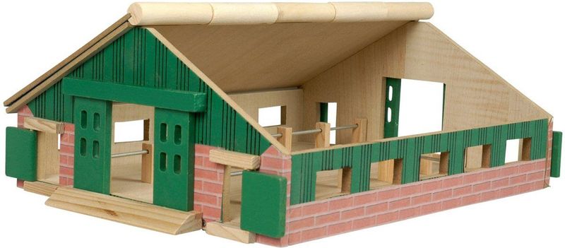Kids Globe - Houten Koeienstal - Speelfigurenset - Schaal 1:87