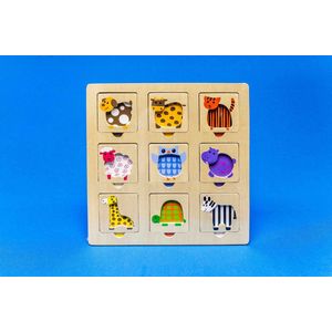 31380 Houten inlegpuzzel dieren 9 Stukjes