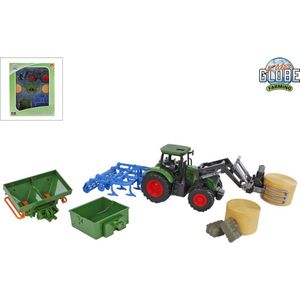 Kids Globe Farming  tractor met 8 acc. 30cm groen -  Landbouw & Boerderij  -  Kids Globe