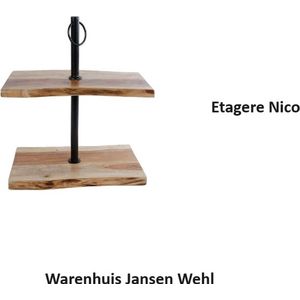 Etagere 'Nico' naturel/zwart metaal/acacia 35,5 x 20 x 42 cm