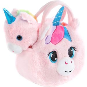 Eenhoorn Knuffel in Handtas Pluche - Wit, 20cm