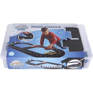Kids Globe autobaan wegdelen puzzel 18-delig 307,5cm zwart Kunststof Kids Globe Racebaan