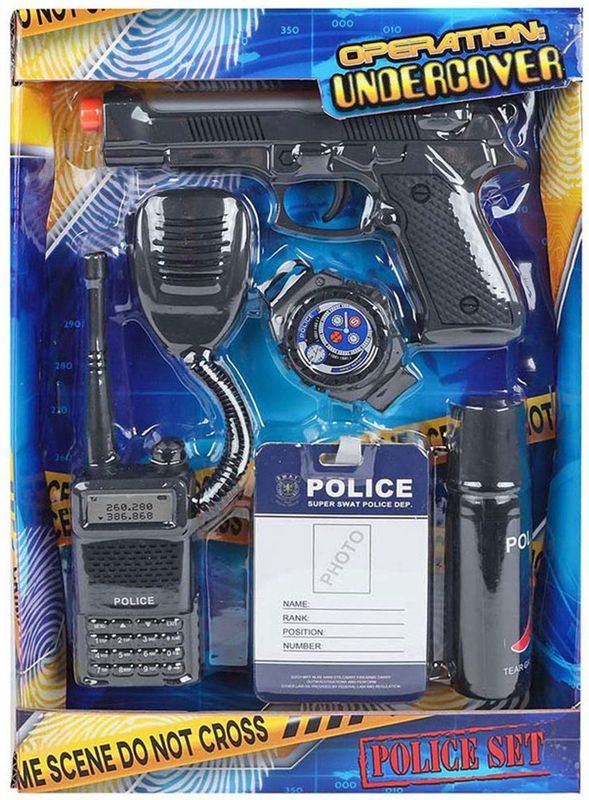 Politie speelset 5-delig met pistool 17cm zwart Kunststof Merkloos Speelgoedpistool