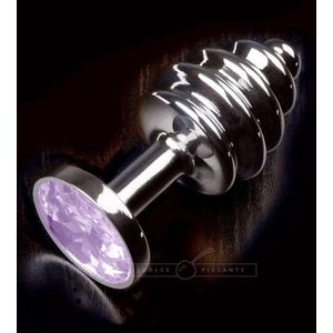 Dolce Piccante Buttplug Jewellery Small Silver Ribbed Baby Purple - zilverkleurig