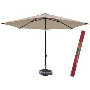 Ronde parasol met voet en hoes | Madison Elba 300 cm ecru | Parasol rond en tevens kantelbaar