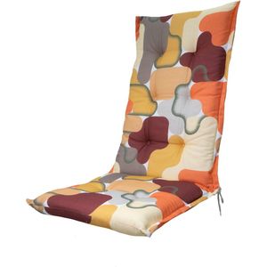 Madison tuinkussen hoge rug 123x50cm , Geel,Oranje,Rood,Wit - Ecru ,  Katoen  , 123x50cm