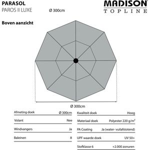 Paros II round taupe stokparasol 300 cm zonwering - Madison